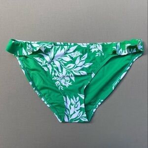 Gottex Leaf Print Ruffle Bikini Bottom Green/White Sz 10 NWOT